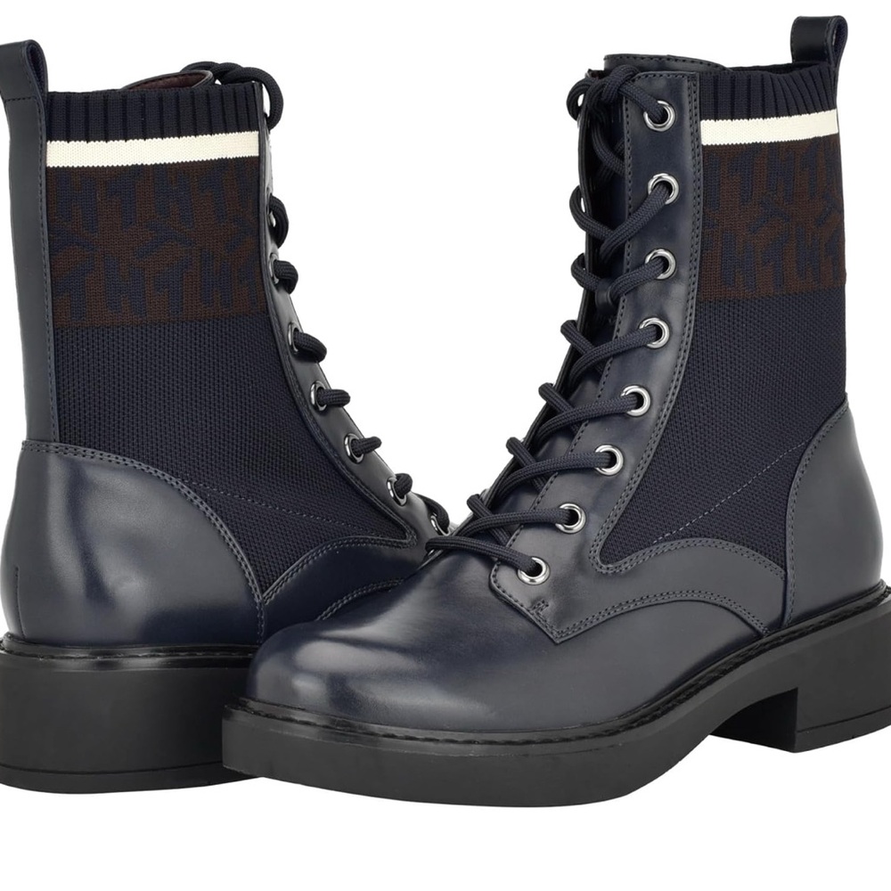 Tommy Hilfiger Blue Lace Up Boots with Sturdy Sole
